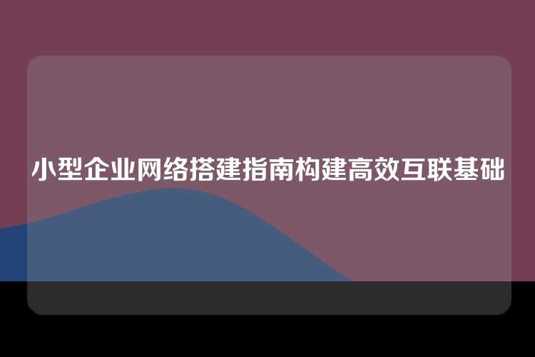 小型企业网络搭建指南构建高效互联基础