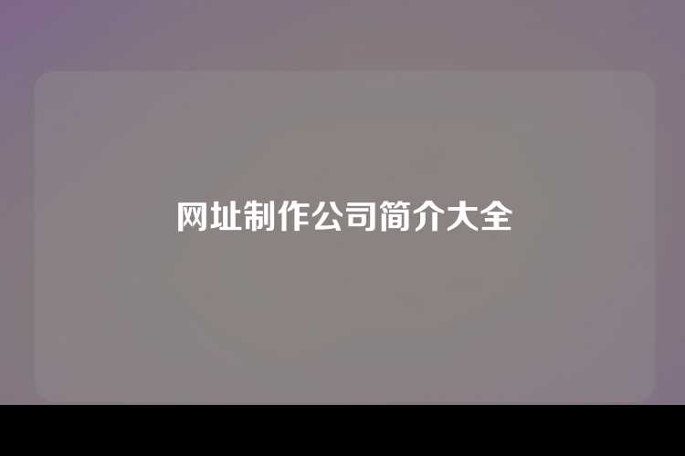 网址制作公司简介大全