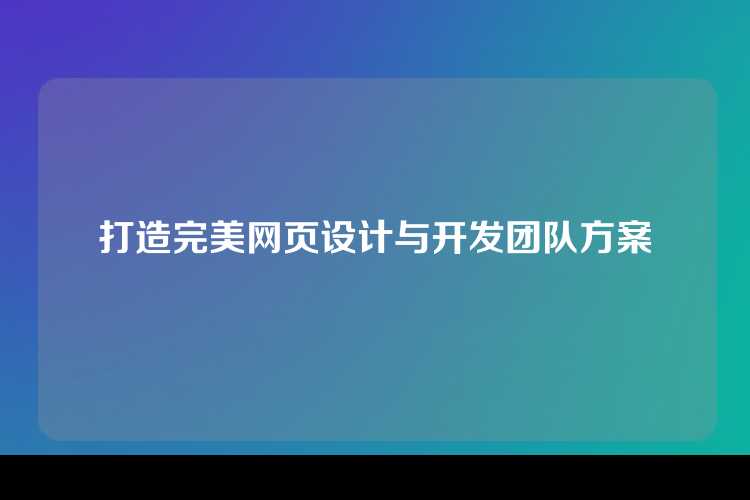 打造完美网页设计与开发团队方案