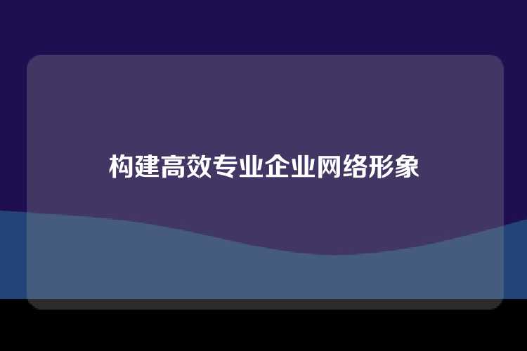 构建高效专业企业网络形象