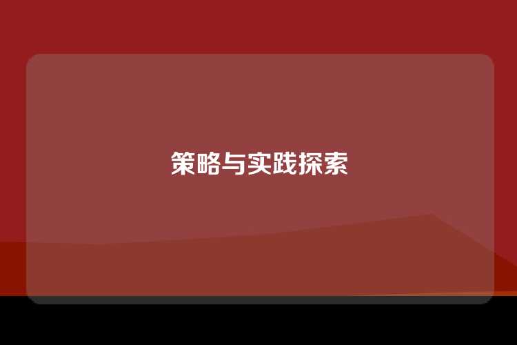 策略与实践探索