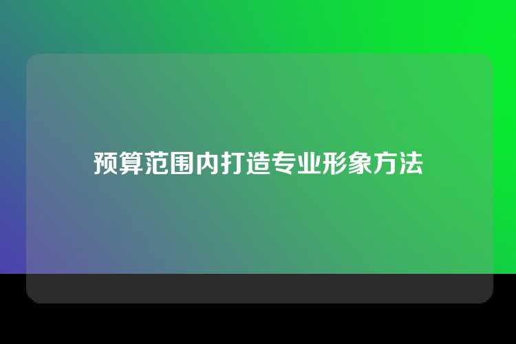 预算范围内打造专业形象方法