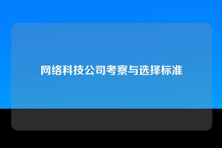 网络科技公司考察与选择标准