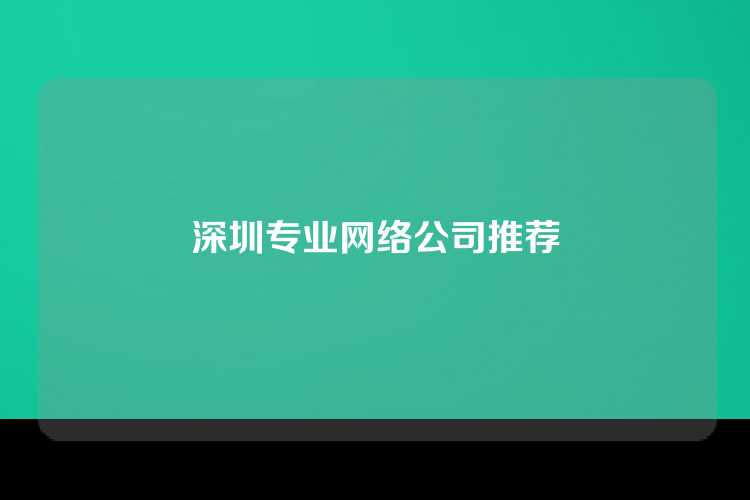 深圳专业网络公司推荐