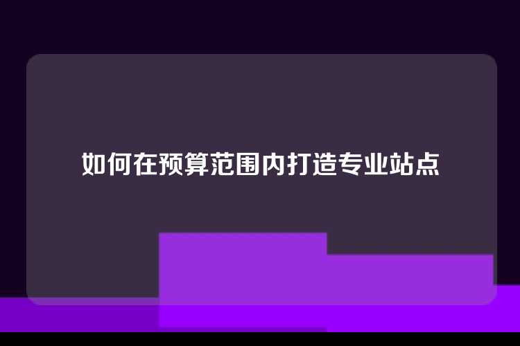 如何在预算范围内打造专业站点