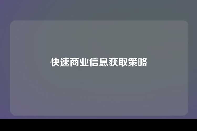 快速商业信息获取策略