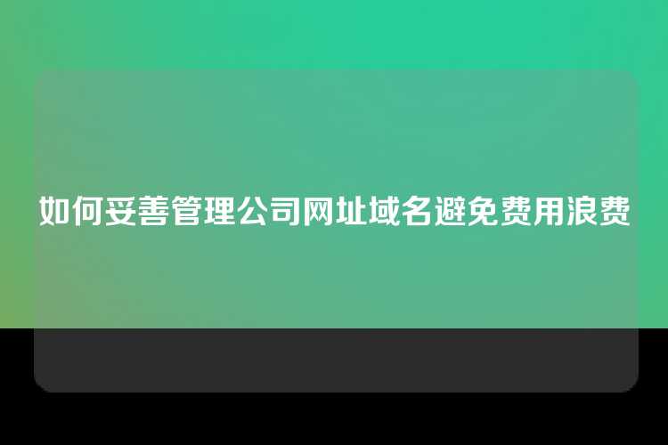 如何妥善管理公司网址域名避免费用浪费