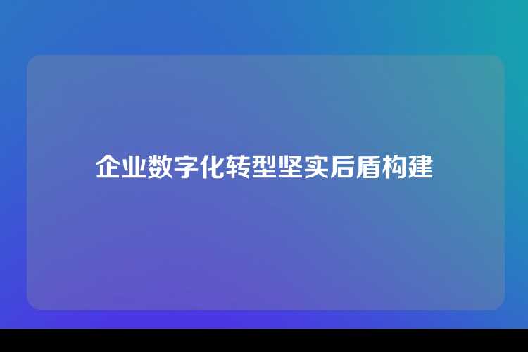 企业数字化转型坚实后盾构建