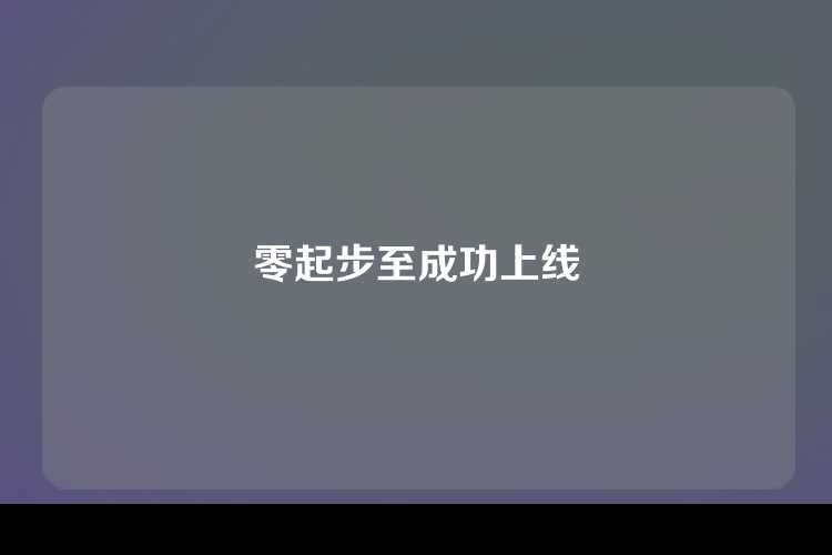 零起步至成功上线