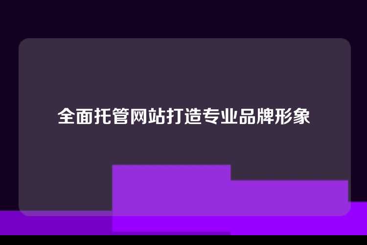 全面托管网站打造专业品牌形象