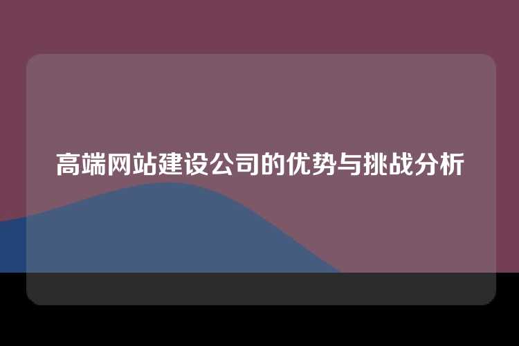 高端网站建设公司的优势与挑战分析