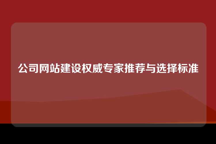 公司网站建设权威专家推荐与选择标准