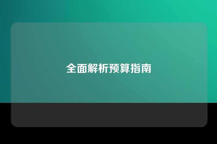 全面解析预算指南