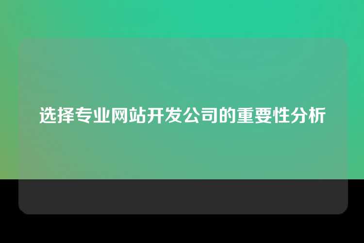 选择专业网站开发公司的重要性分析