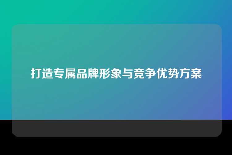 打造专属品牌形象与竞争优势方案