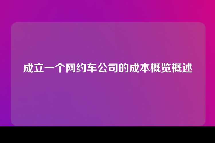 成立一个网约车公司的成本概览概述