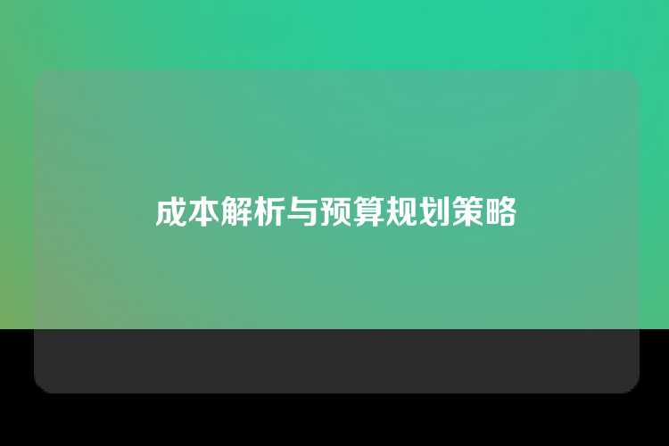 成本解析与预算规划策略