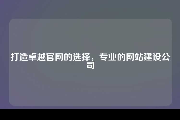 打造卓越官网的选择，专业的网站建设公司
