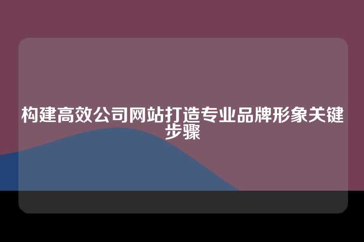 构建高效公司网站打造专业品牌形象关键步骤