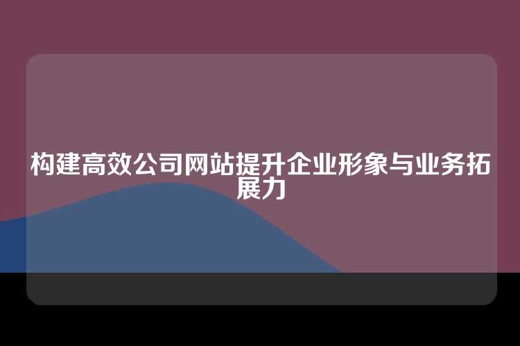 构建高效公司网站提升企业形象与业务拓展力