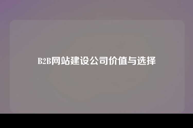 B2B网站建设公司价值与选择