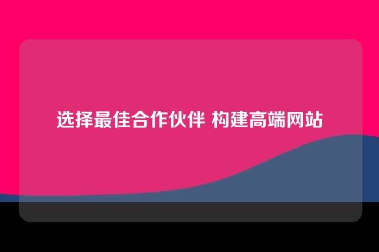 选择最佳合作伙伴 构建高端网站