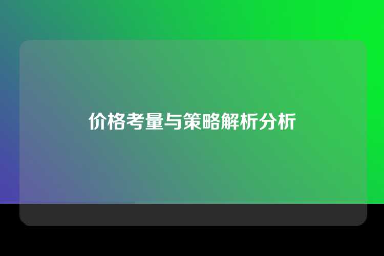 价格考量与策略解析分析