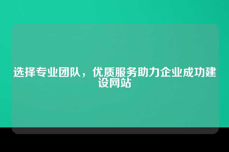 选择专业团队，优质服务助力企业成功建设网站