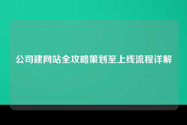 公司建网站全攻略策划至上线流程详解