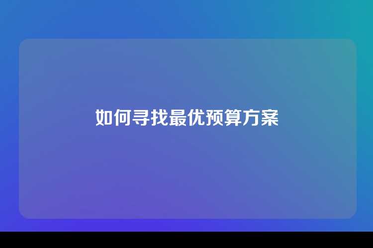 如何寻找最优预算方案