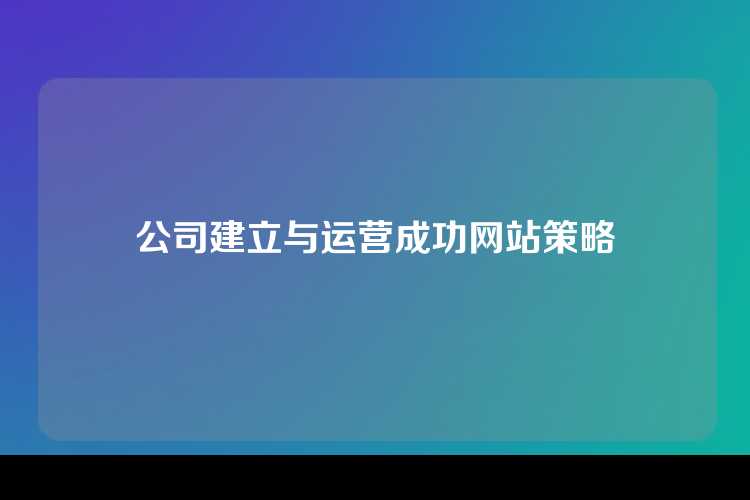 公司建立与运营成功网站策略