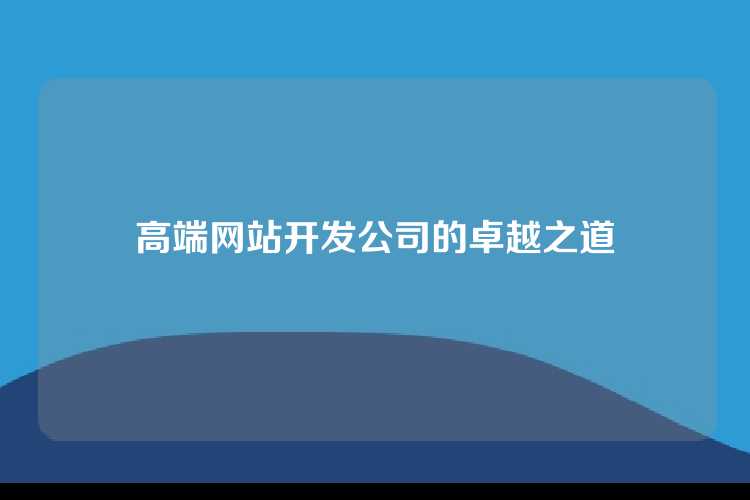 高端网站开发公司的卓越之道