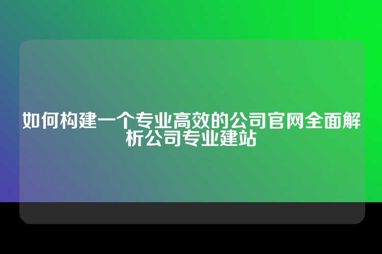 如何构建一个专业高效的公司官网全面解析公司专业建站