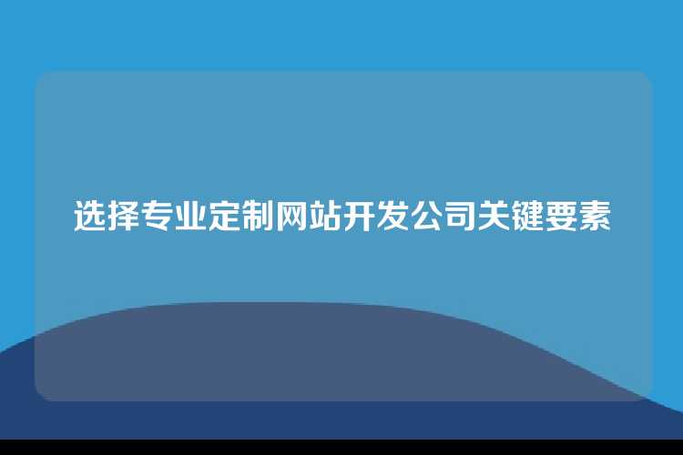 选择专业定制网站开发公司关键要素