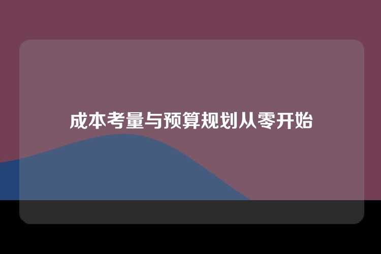成本考量与预算规划从零开始