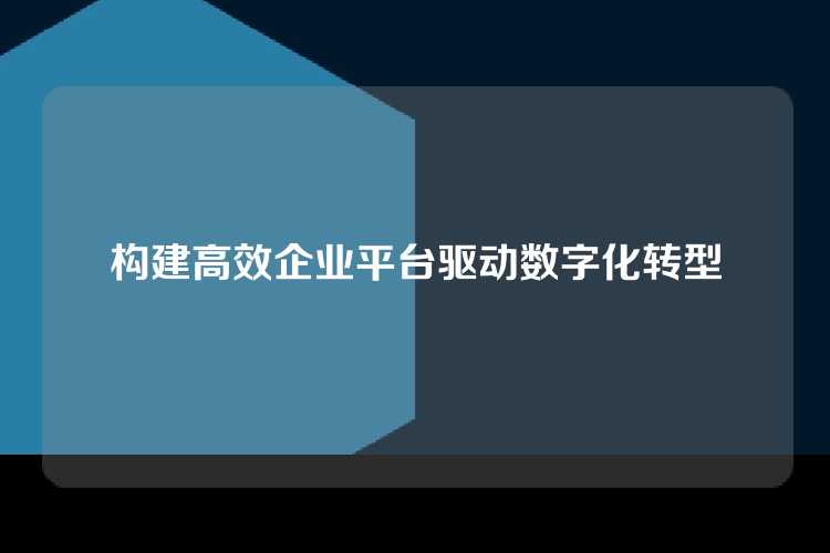 构建高效企业平台驱动数字化转型