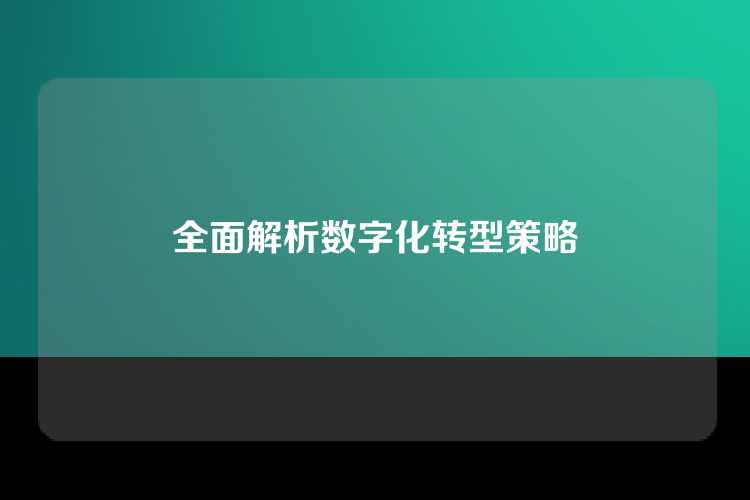 全面解析数字化转型策略