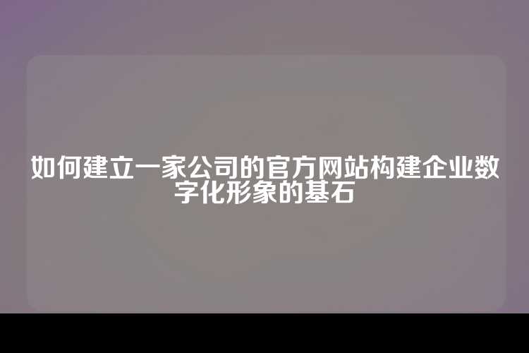 如何建立一家公司的官方网站构建企业数字化形象的基石