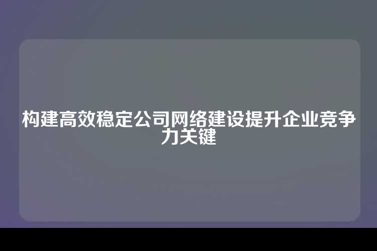 构建高效稳定公司网络建设提升企业竞争力关键
