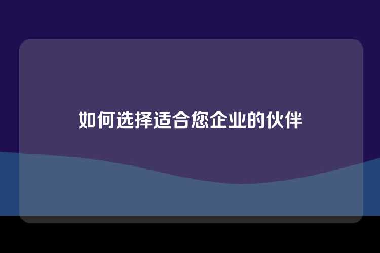 如何选择适合您企业的伙伴