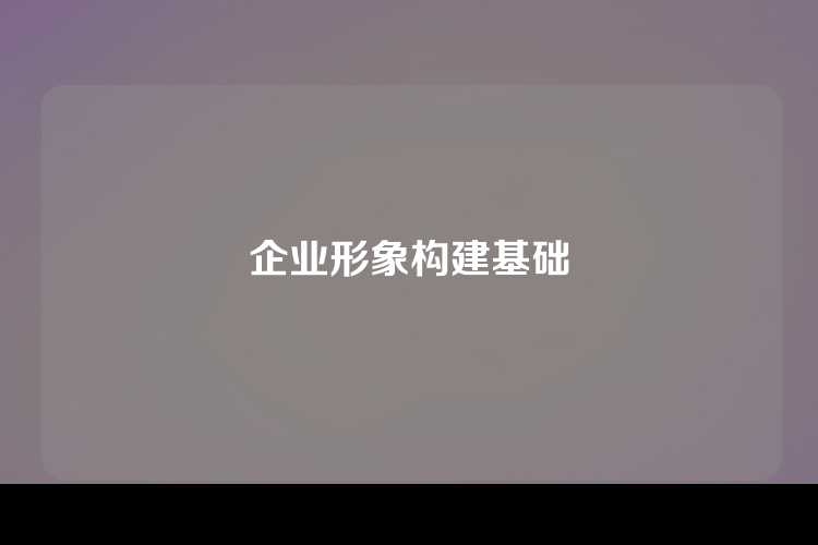 企业形象构建基础