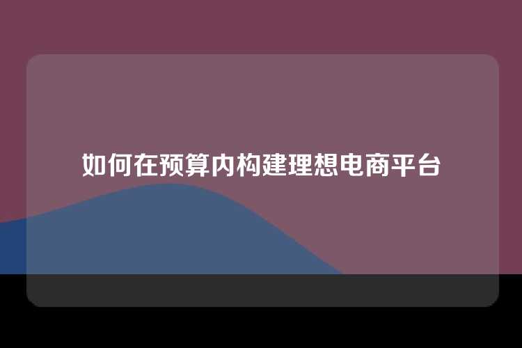 如何在预算内构建理想电商平台