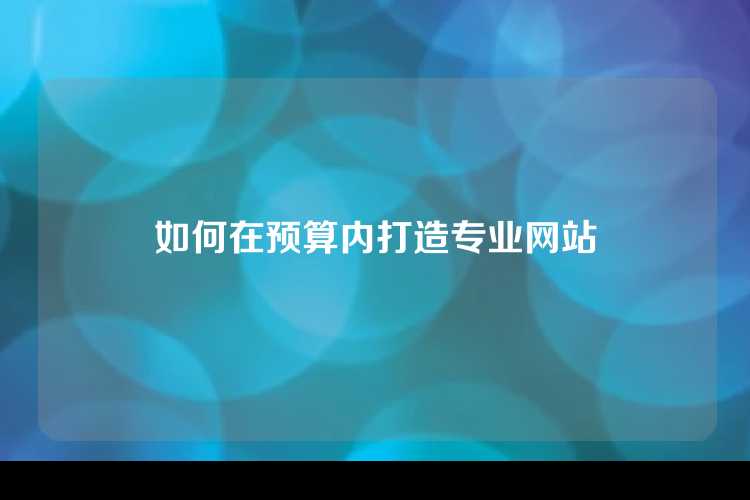 如何在预算内打造专业网站
