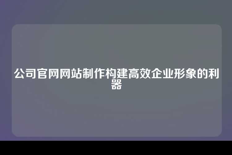 公司官网网站制作构建高效企业形象的利器