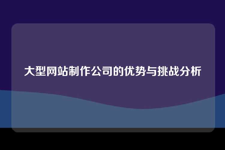 大型网站制作公司的优势与挑战分析