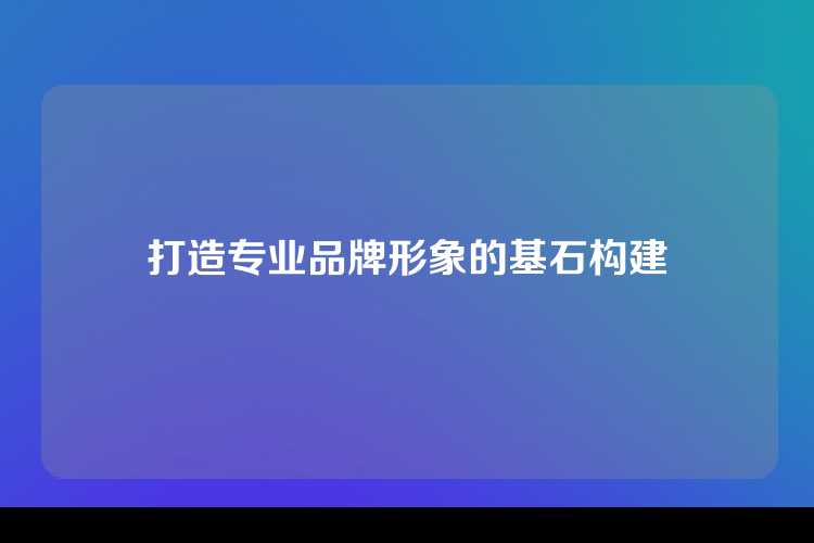 打造专业品牌形象的基石构建