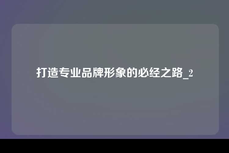 打造专业品牌形象的必经之路_2