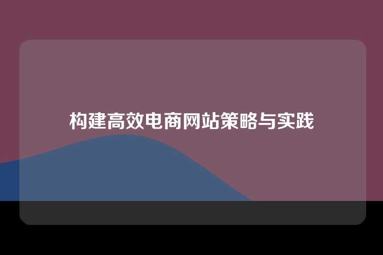 构建高效电商网站需策略规划与实践优化，涵盖用户体验设计、搜索引擎优化、个性化推荐系统及快速支付流程等关键环节。