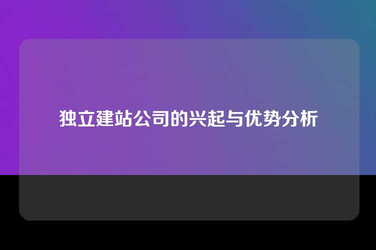 独立建站公司的兴起与优势分析