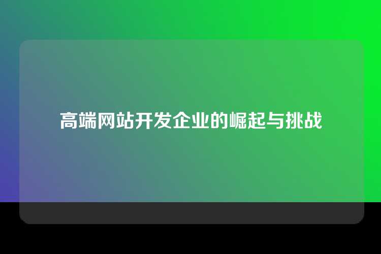 高端网站开发企业的崛起与挑战